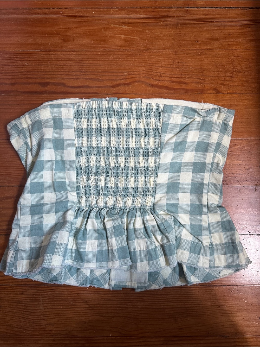 Free People Blue and White Gingham Strapless Corset Top - Picture 2 of 2